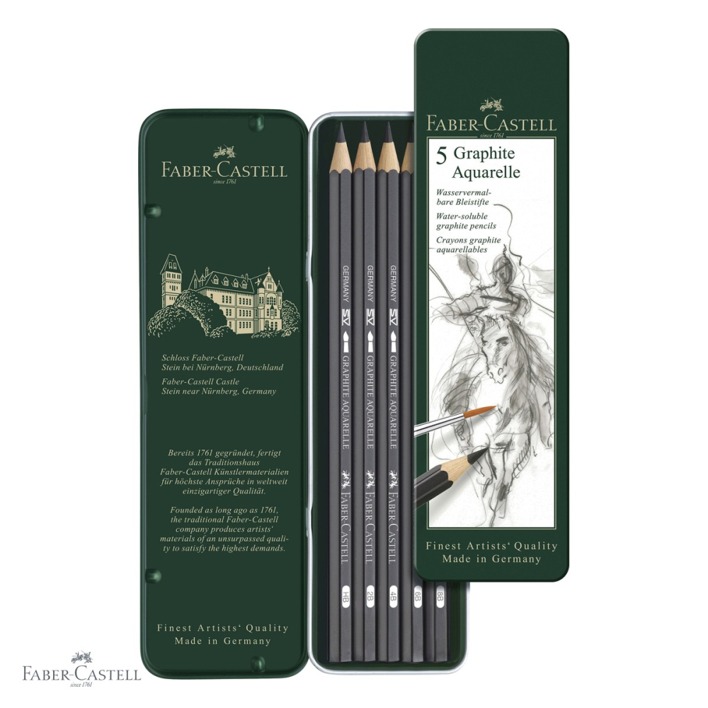 Set 5 creioane grafit acuarela Faber-Castell, solubile in apa, pentru artisti (HB, 2B, 4B, 6B, 8B) [4]