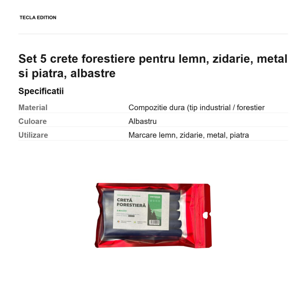 Set 5 crete forestiere pentru lemn, zidarie, metal si piatra, albastre [3]