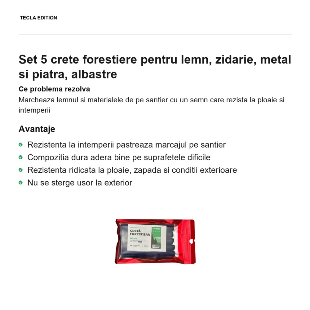 Set 5 crete forestiere pentru lemn, zidarie, metal si piatra, albastre [2]
