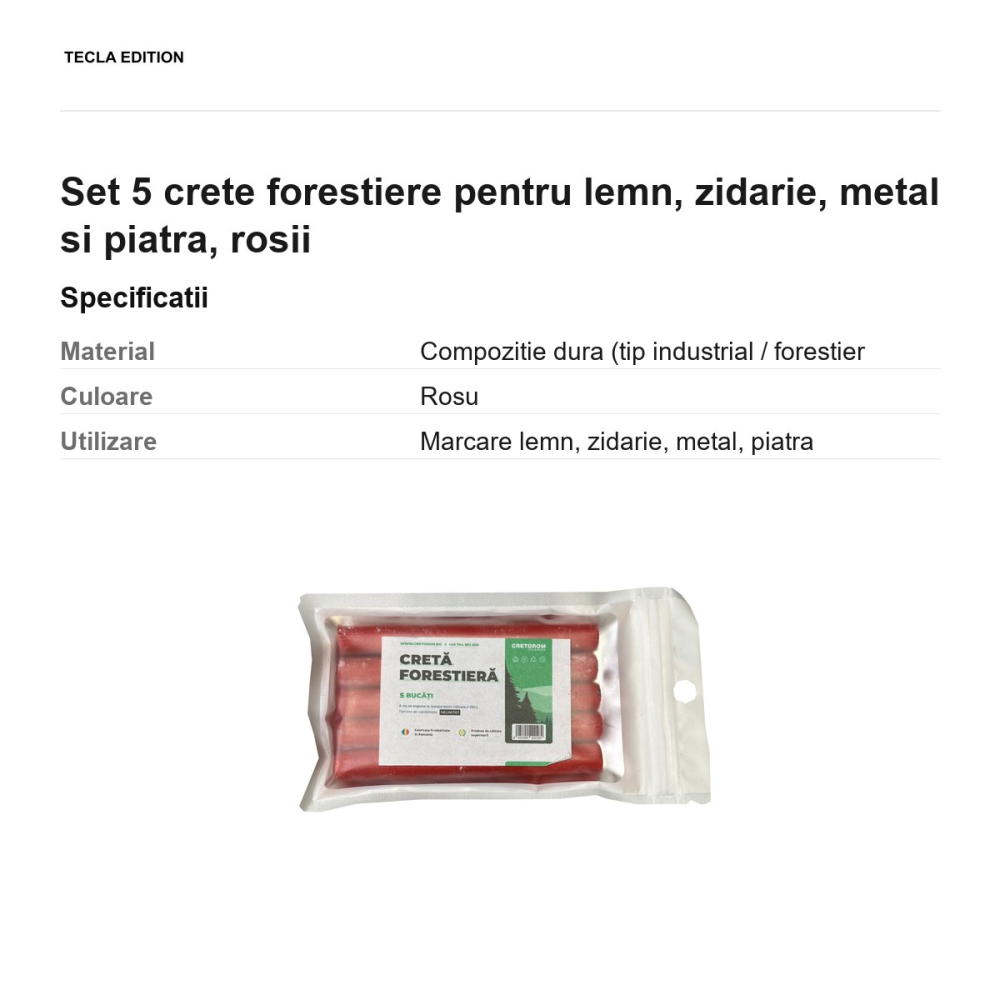 Set 5 crete forestiere pentru lemn, zidarie, metal si piatra, rosii [3]