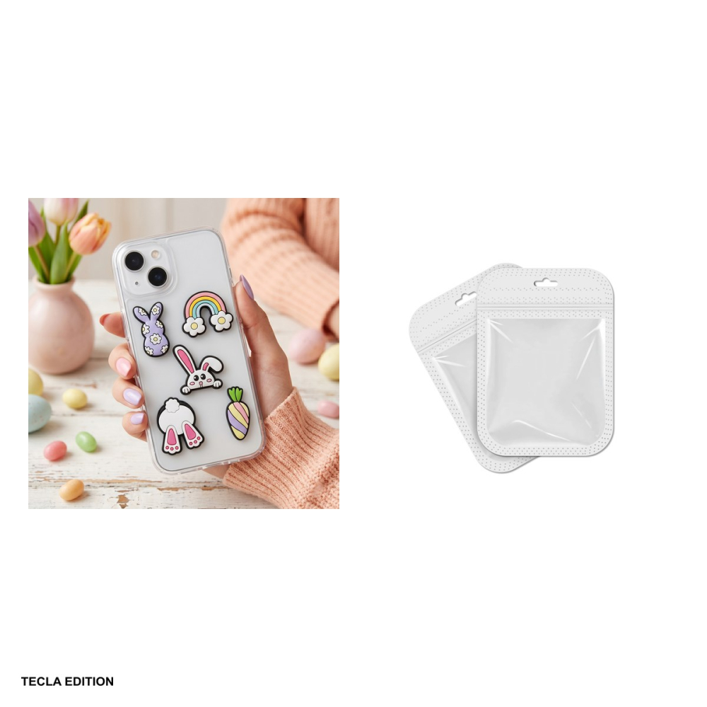 Set 5 huse universala 3D Sticker Bunny 5pcs, Carcasa, PVC, Multicolor [4]