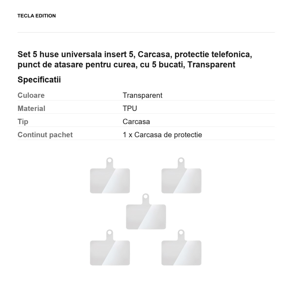 Set 5 insertii din TPU pentru prinderea snurului la telefon, Transparent [3]