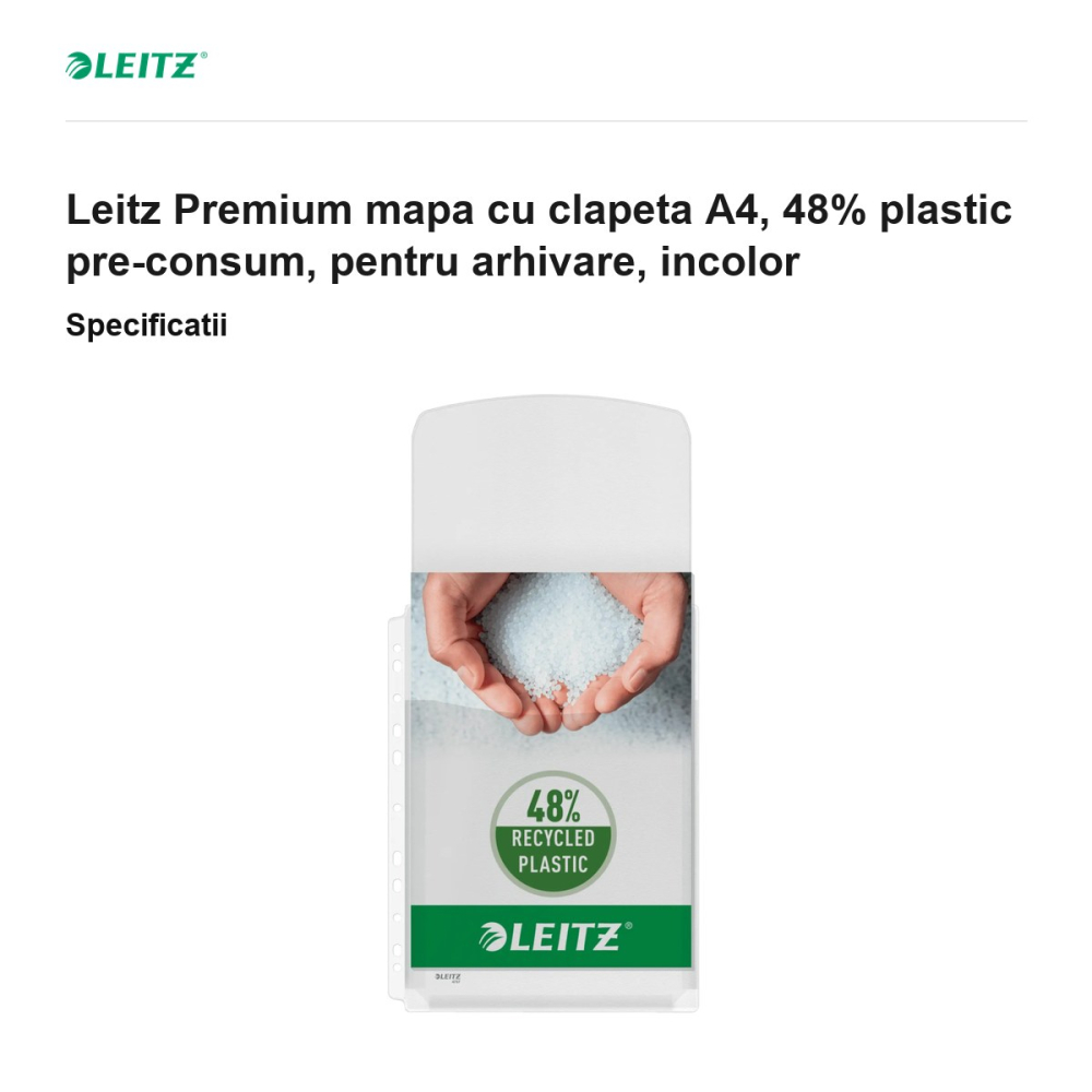 Set 5 mape cu clapeta Leitz Premium, A4, plastic reciclat [3]