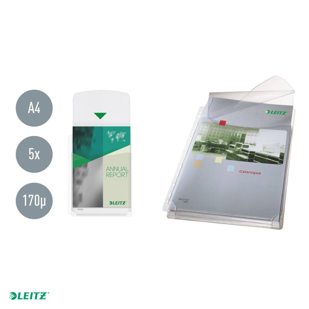 Set 5 mape cu clapeta Leitz Premium, A4, plastic reciclat [6]