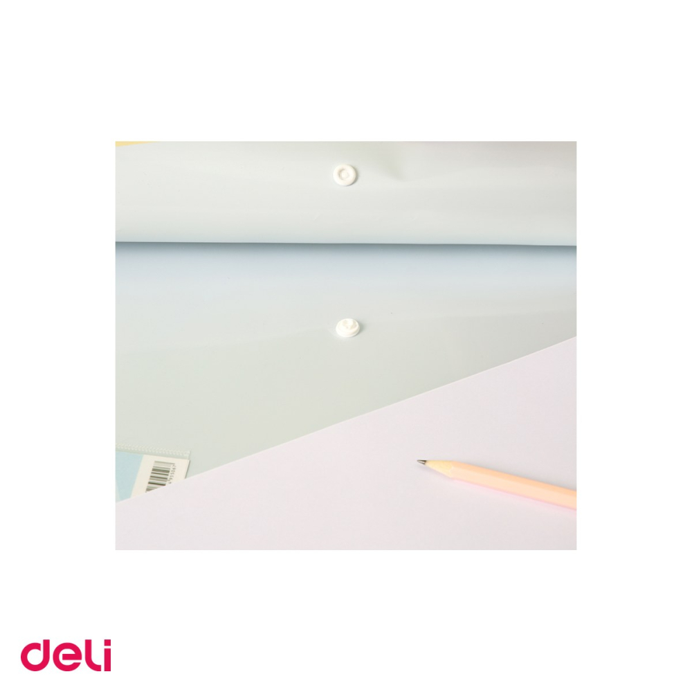 Set 5 mape Deli A4, cu buton, buzunar exterior culori macaron, asortat [5]