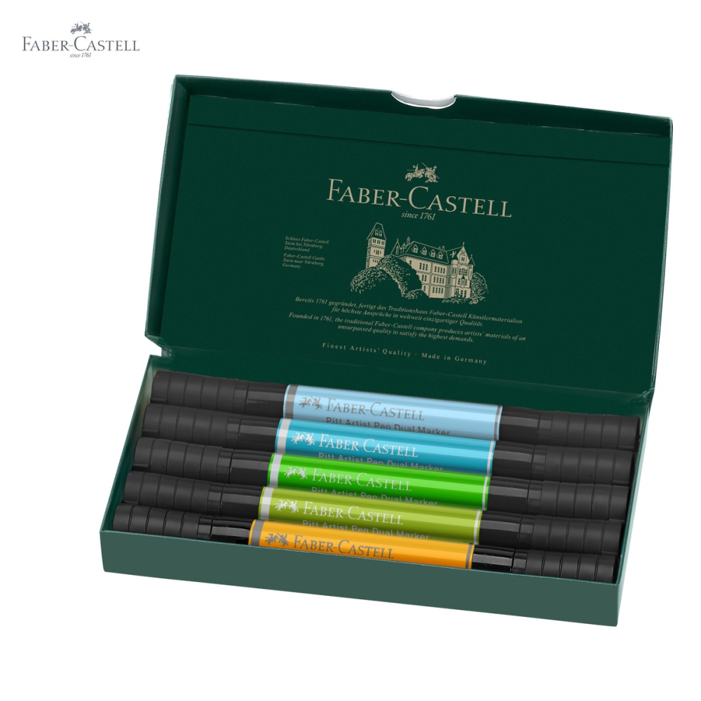 Set 5 markere Faber-Castell Pitt Artist Pen Dual, varf pensula si liner, tema Animals, pentru ilustratie si desen [5]