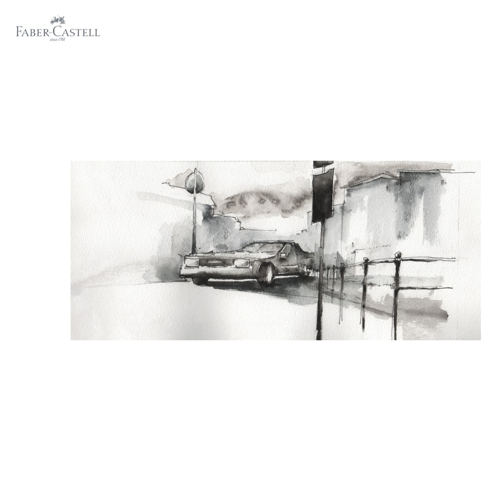 Set 5 markere solubile tonuri de gri Faber-Castell A.Durer, varf dublu pensula si carioca, pentru acuarela si schite [5]