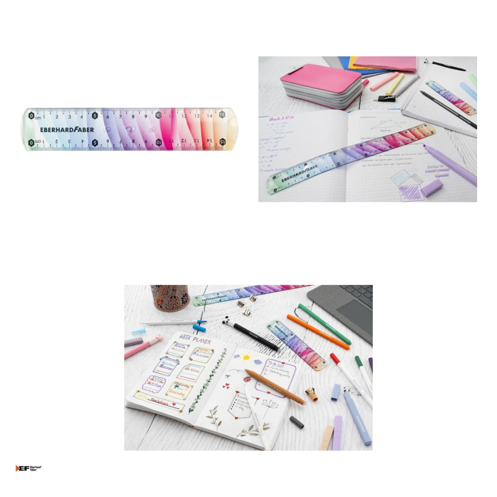 Set 5 rigle flexibile 15 cm Eberhard Faber Rainbow, plastic rezistent, pentru scoala si birou [4]