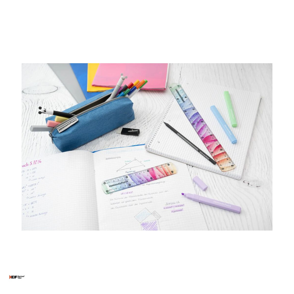 Set 5 rigle flexibile 15 cm Eberhard Faber Rainbow, plastic rezistent, pentru scoala si birou [5]