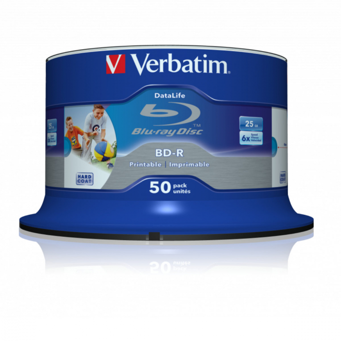 Set 50 BD-R SL Blu-Ray Verbatim Datalife 43812, 25 Gb, 6X, Printabil inkjet, cakebox [2]