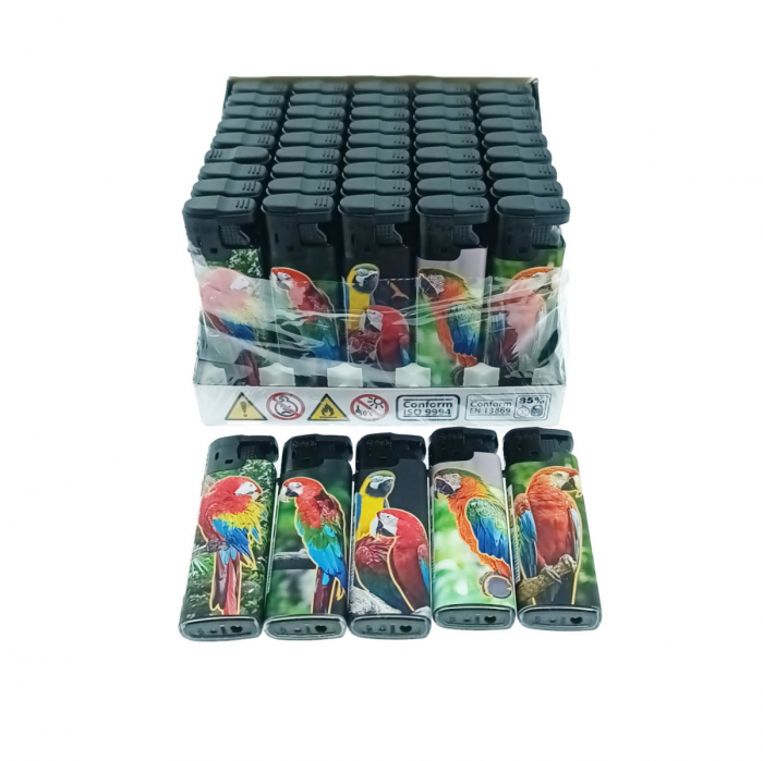 Set 50 brichete antivant, de buzunar, BRFA00064, 81 x 27 x 12 mm, flacara reglabila, cu design multicolor [1]