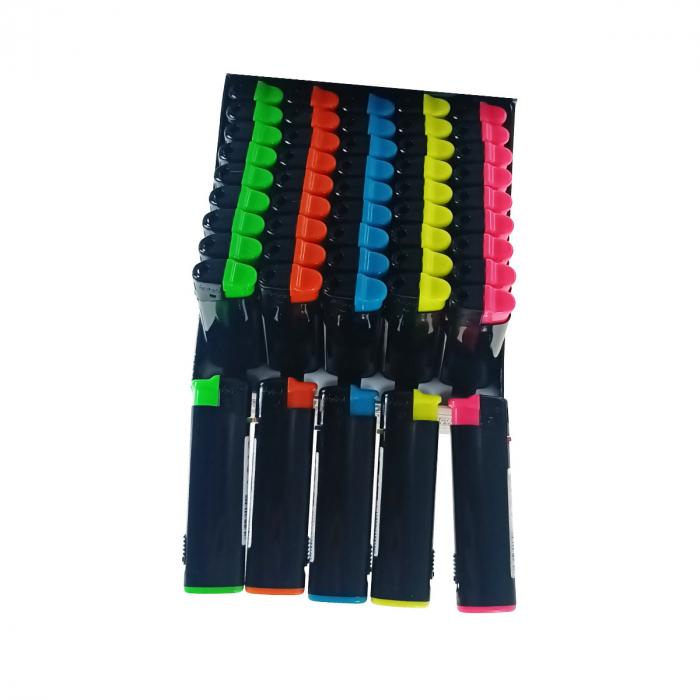 Set 50 brichete cu LED, de buzunar, BRFL00051, 81 x 25 x 10 mm, flacara reglabila, multicolor [2]