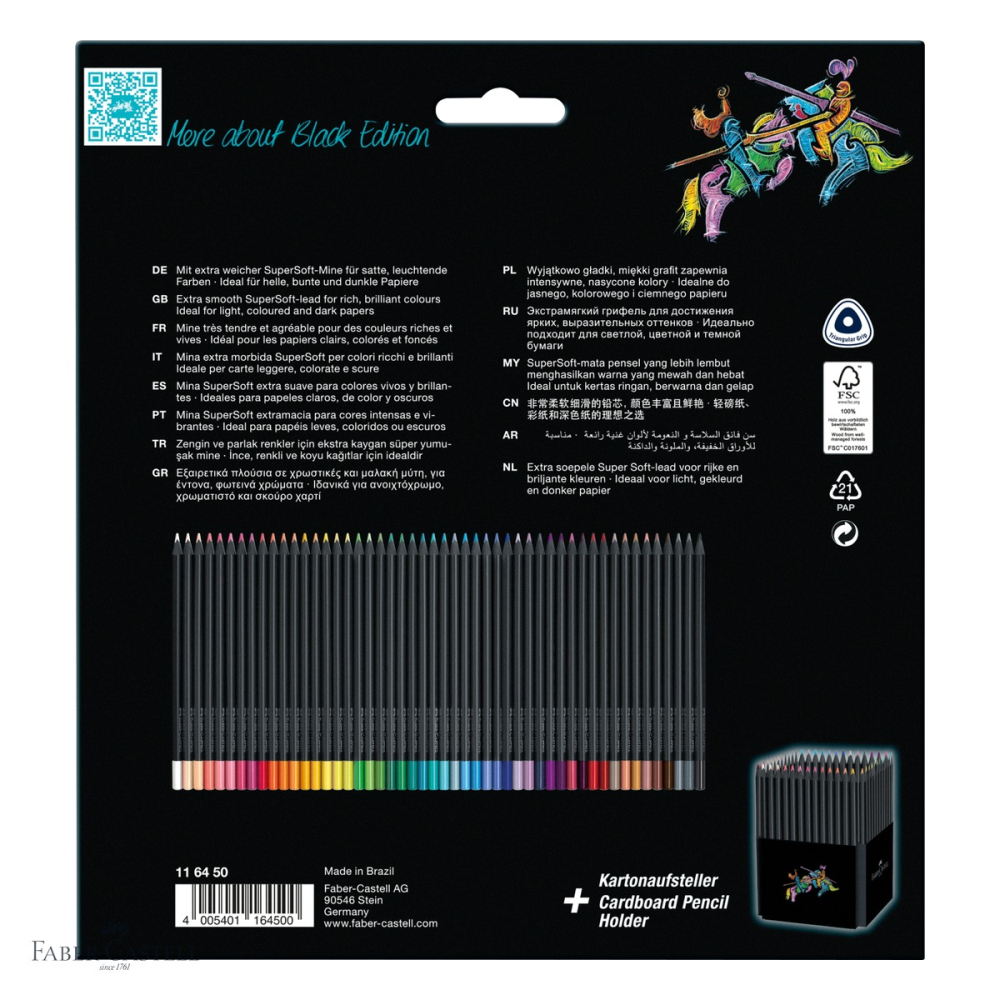Set 50 creioane colorate Faber-Castell Black Edition, mina moale, forma triunghiulara ergonomica, pentru desen artistic [4]
