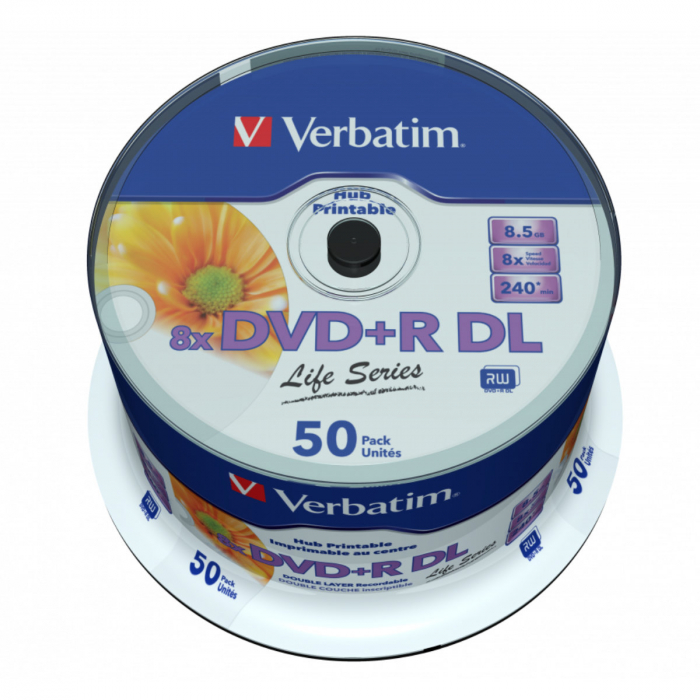 DVD+R Double Layer Verbatim printable, 8.5GB, 8X, spindle 50 buc. [1]