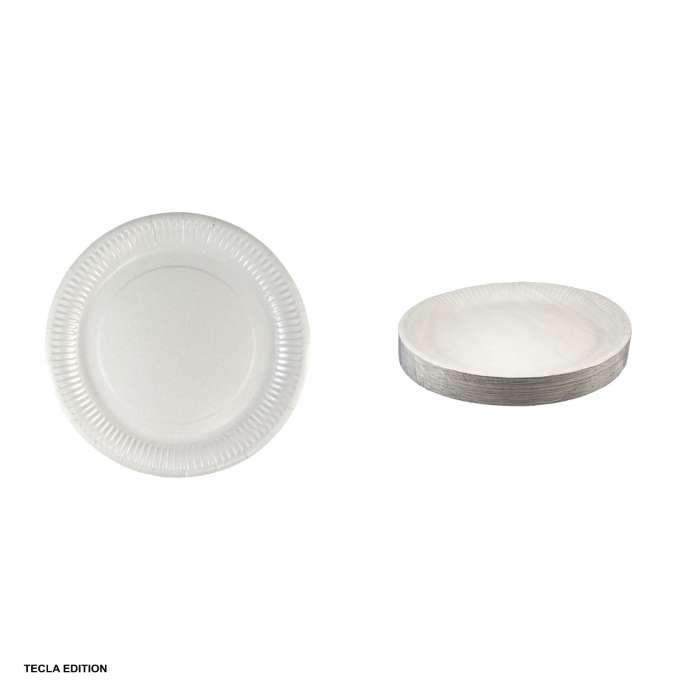 Set 50 farfurii din carton biodegradabile si compostabile, pentru mancare calda si rece, nu permit scurgerea, diametru 23 cm, albe [4]