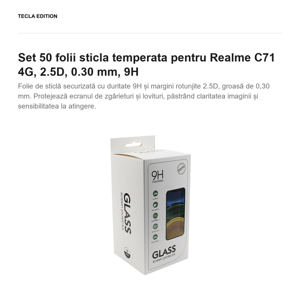 Set 50 folii sticla temperata pentru Realme C71 4G, 2.5D, 0.30 mm, 9H [2]