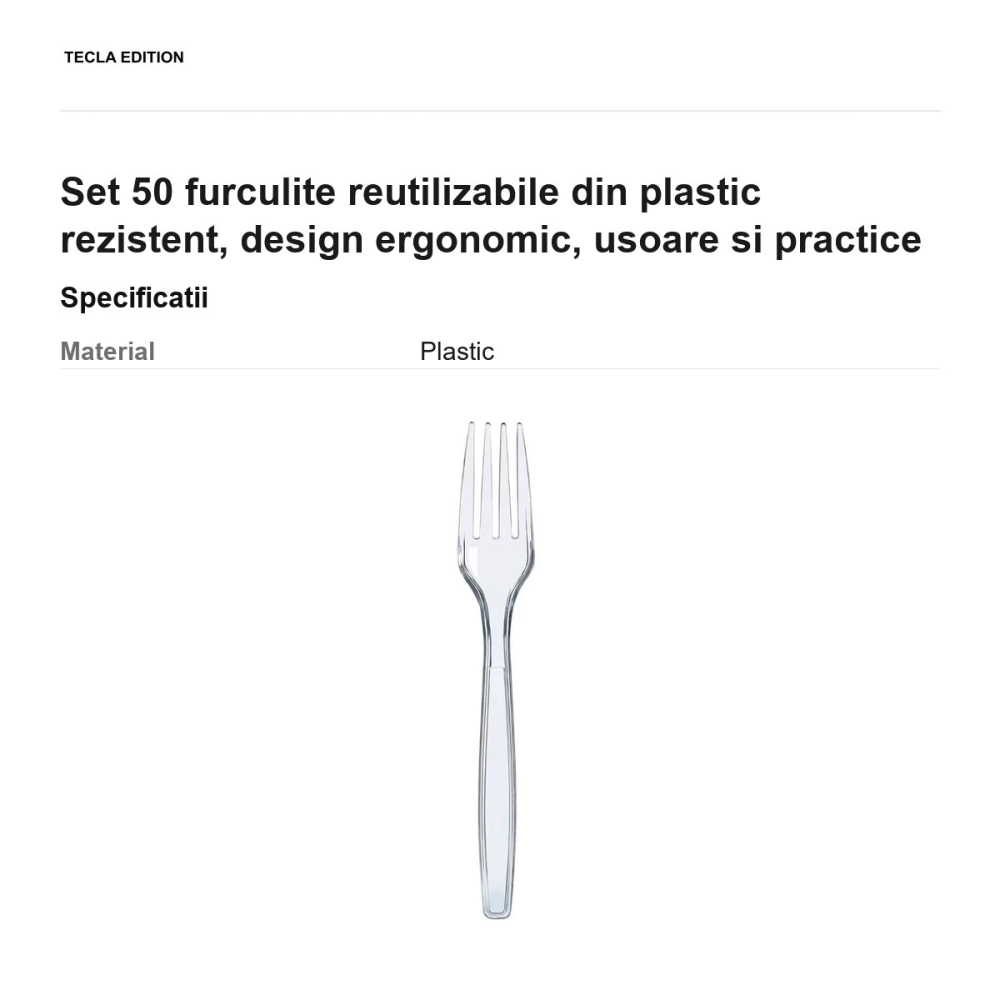 Set 50 furculite reutilizabile din plastic rezistent, design ergonomic, usoare si practice [3]