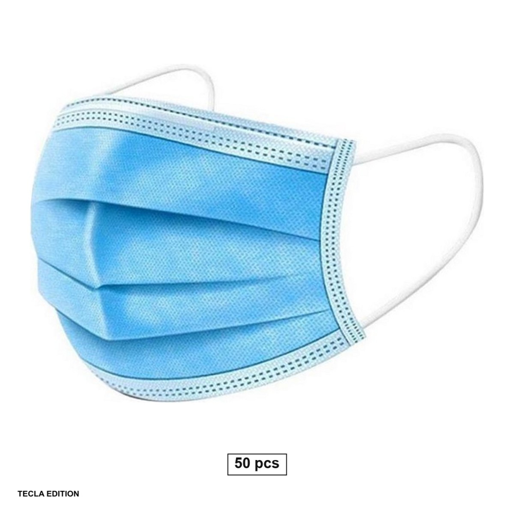 Set 50 masti de protectie medicale cu 3 straturi, strat filtrant cu eficienta de filtrare minim 95%, strat exterior impermeabil albastru [1]