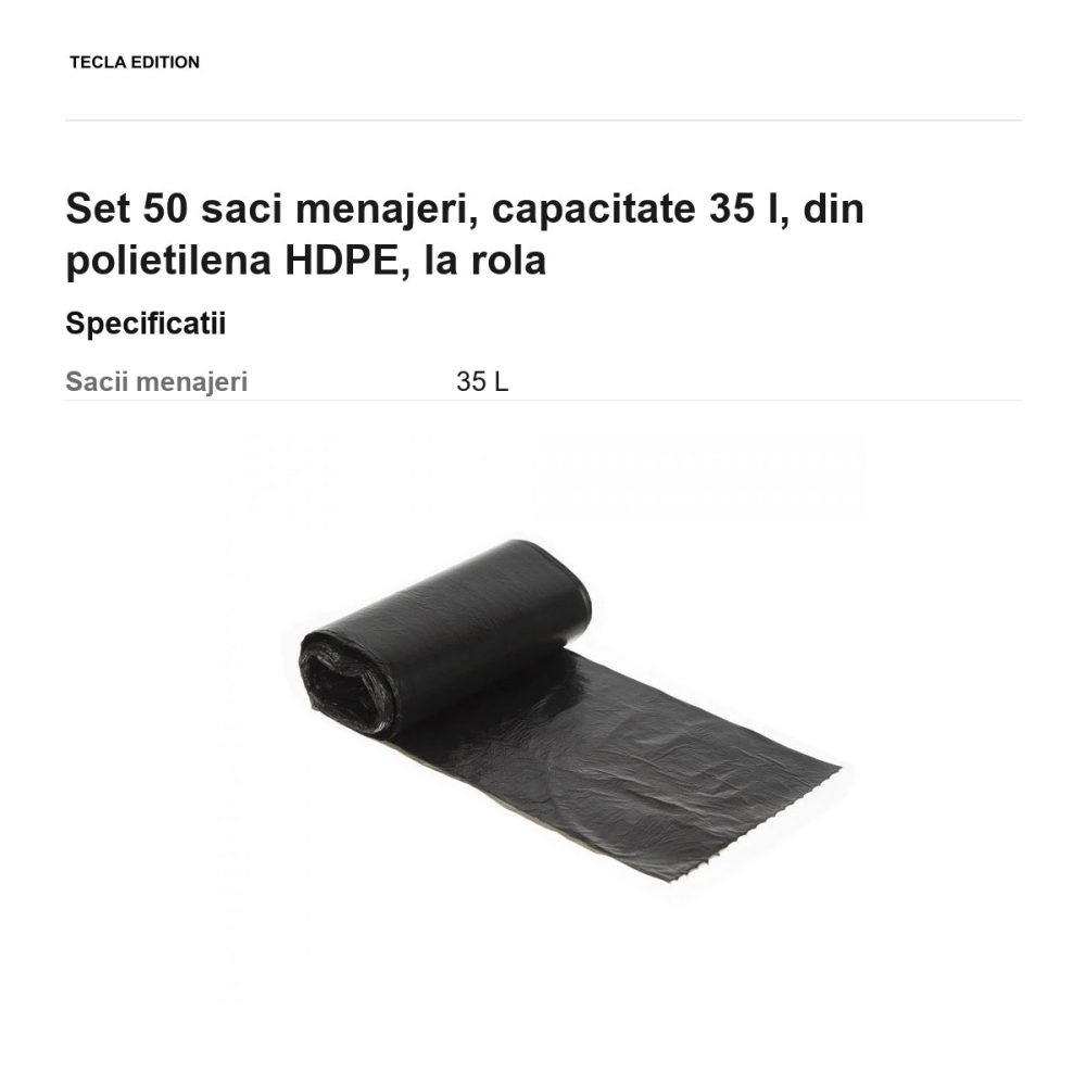 Set 50 saci menajeri, capacitate 35 l, din polietilena HDPE, la rola [3]