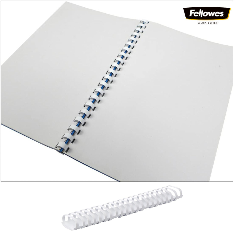 Set 50 Spire plastic 51 mm alb pentru legat documente A4 pana la 450 coli Fellowes [3]