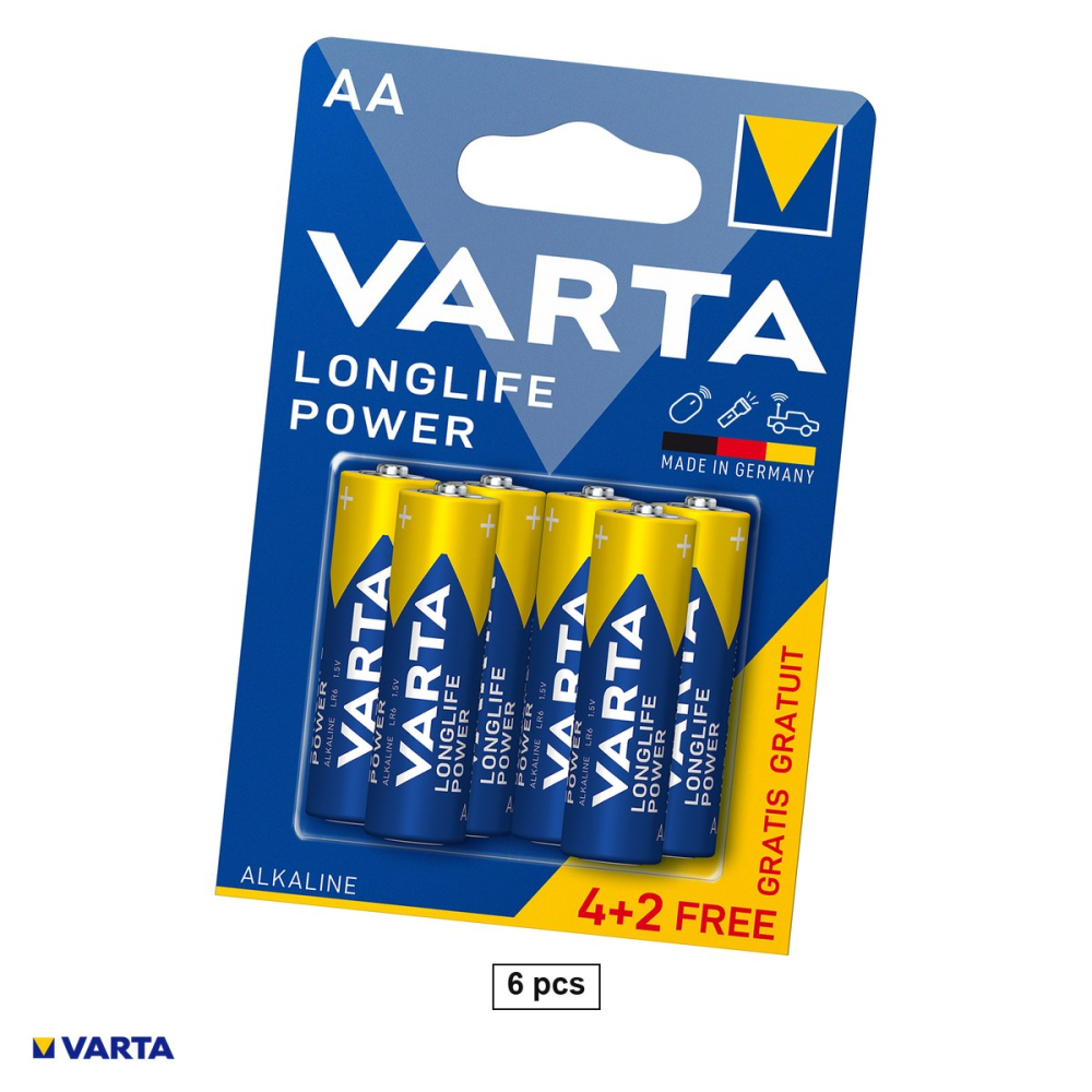 Set 6 baterii alcaline AA LR6 VARTA Longlife Power 4906, 1.5 V, 14.5 x 50.5 mm, in blister [1]