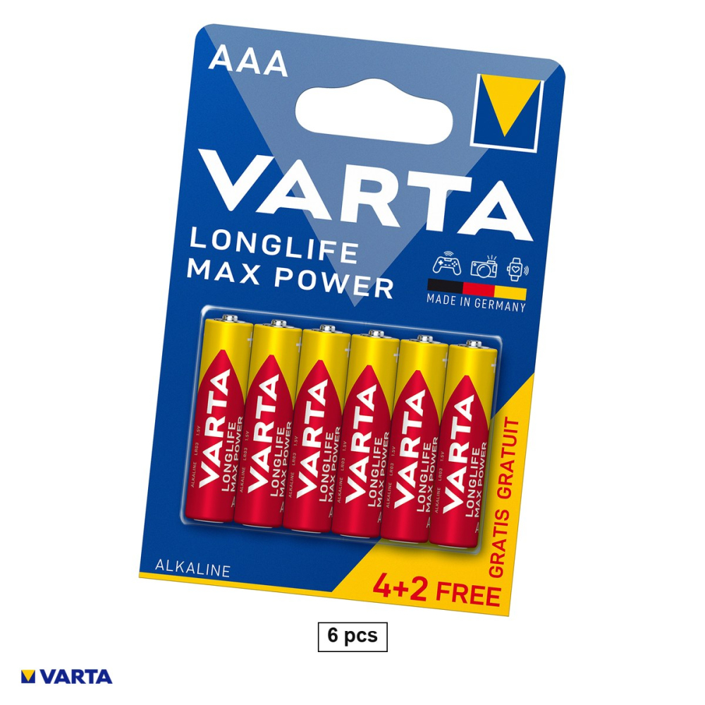 Set 6 baterii alcaline VARTA Max Power AAA LR03, 1.5 V, 10.5 x 44.5 mm, in blister [1]