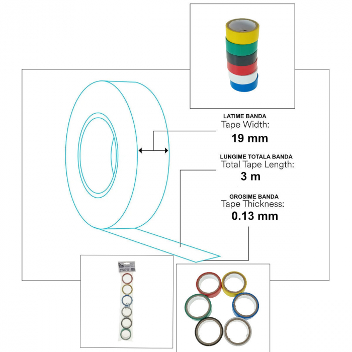 Set 6 benzi izolatoare, 19mm x 3M, Top Tools 24B115, multicolor [5]
