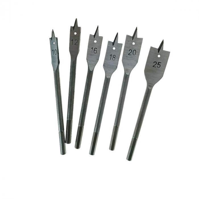Set 6 burghie plate pentru lemn, Top Tools 60H860, 10/12/16/18/20/25mm, gri [3]