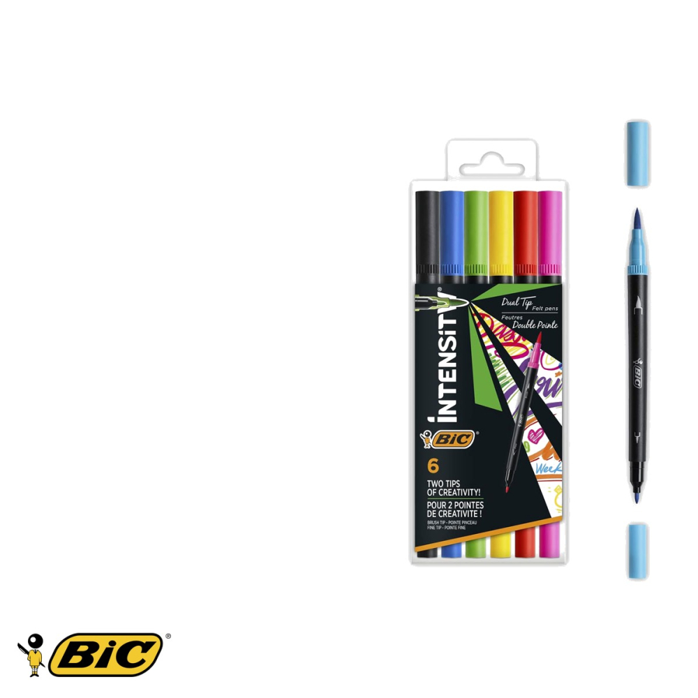 Set 6 carioci Bic Intensity Intense Dual-Tip, varf pensula si varf fin 0.7 mm, pentru schite si decoratiuni [5]