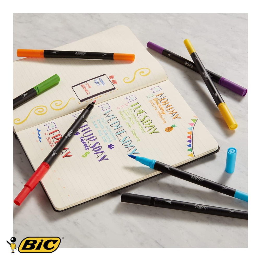 Set 6 carioci Bic Intensity Intense Dual-Tip, varf pensula si varf fin 0.7 mm, pentru schite si decoratiuni [4]