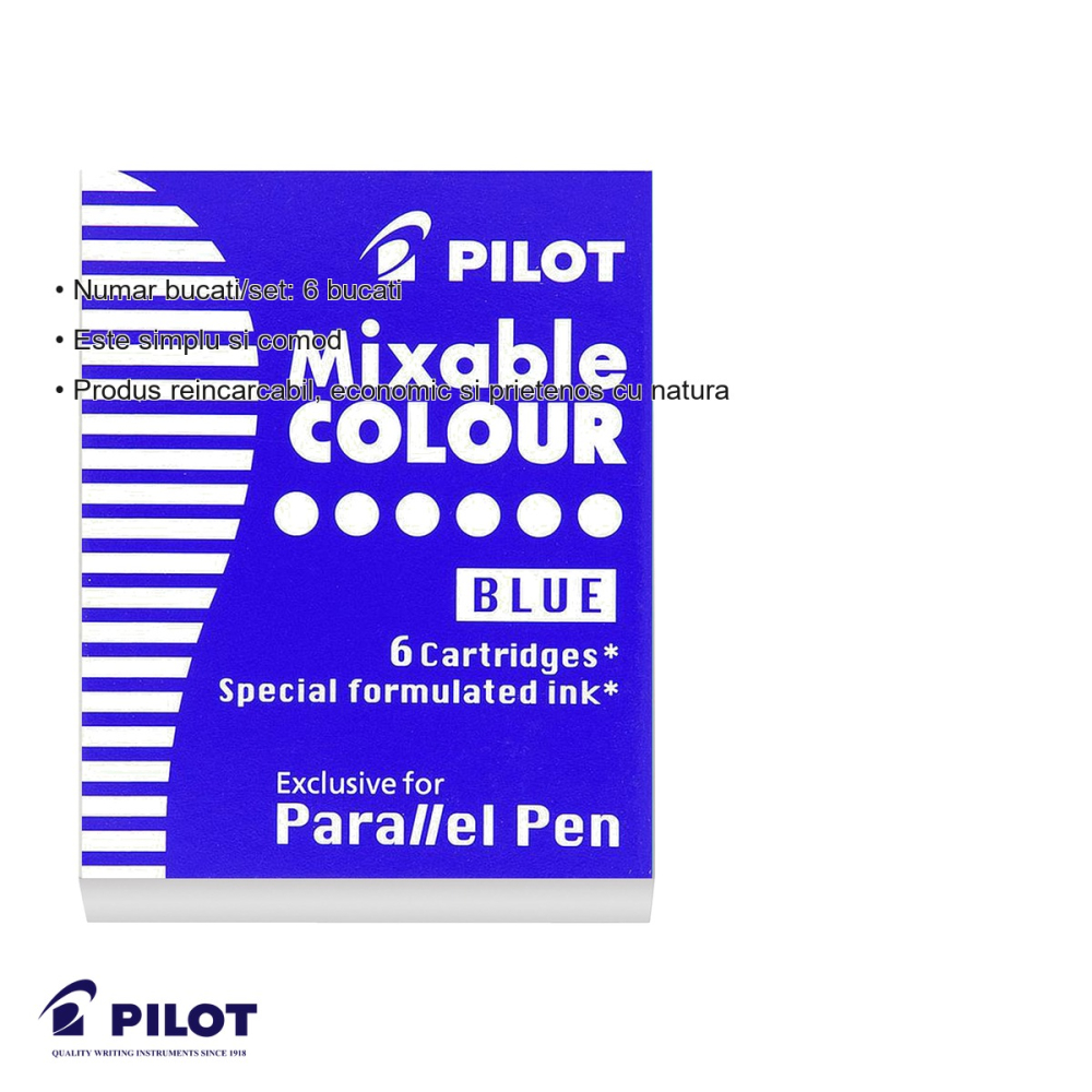 Set 6 cartuse cerneala albastra Pilot, compatibile Parallel Pen, reincarcare economica [3]