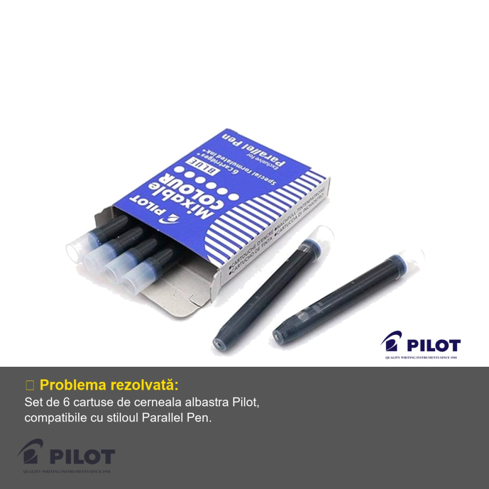 Set 6 cartuse cerneala albastra Pilot, compatibile Parallel Pen, reincarcare economica [4]