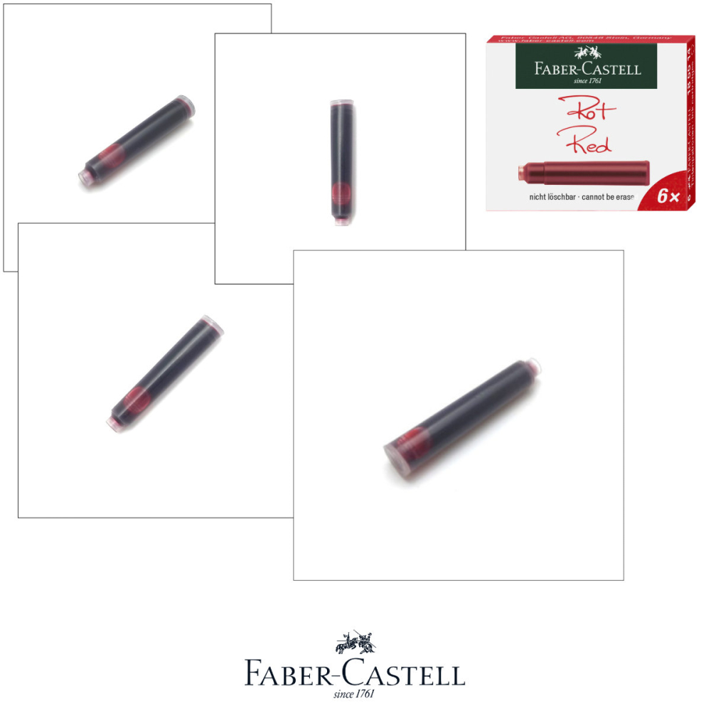 Set 6 Cartuse Cerneala Rosie Vibranta pentru Stilou, Care Poate fi Stearsa, Faber-Castell, Pentru Corectii si Creativitate, Standard International [4]