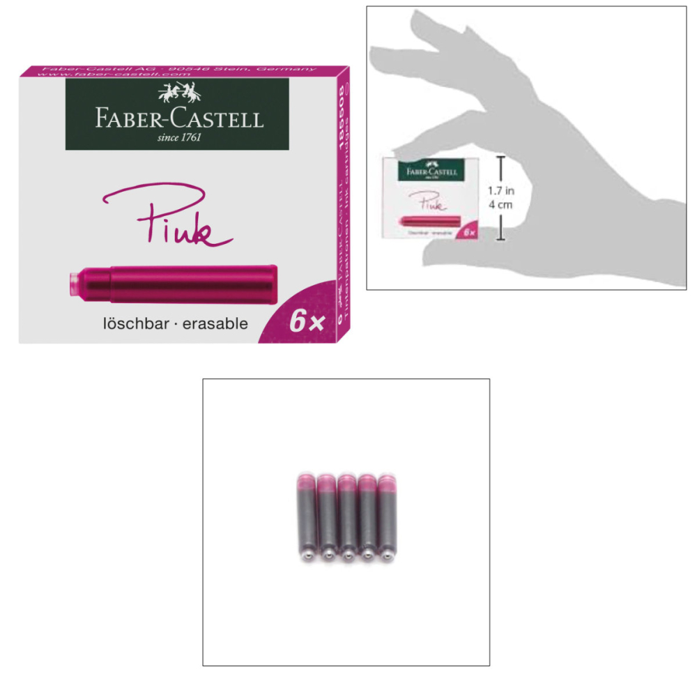 Set 6 Cartuse Cerneala Roz Vibrant pentru Stilou, Care Poate fi Stearsa, Faber-Castell, Pentru Creativitate si Planificare, Standard International [4]