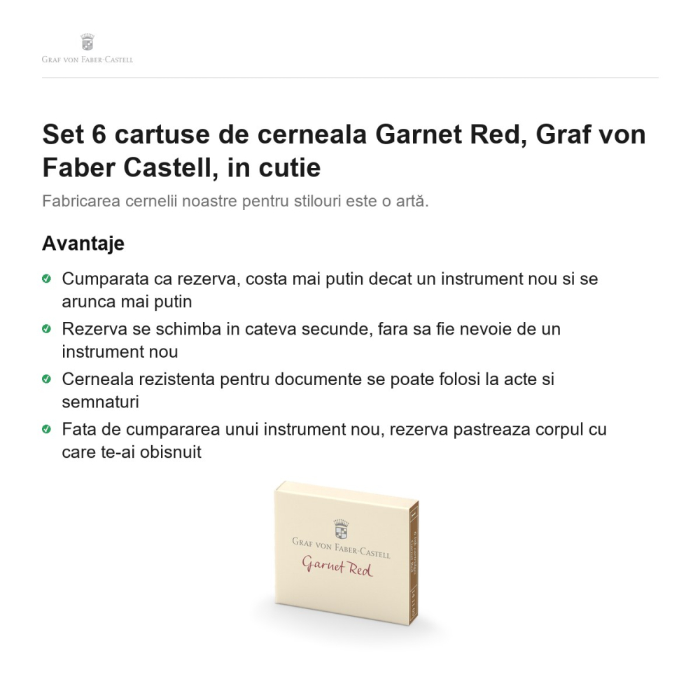 Set 6 cartuse de cerneala Garnet Red, Graf von Faber Castell, in cutie [2]