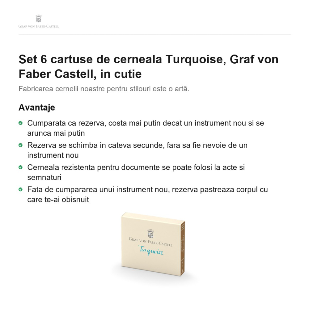 Set 6 cartuse de cerneala Turquoise, Graf von Faber Castell, in cutie [2]