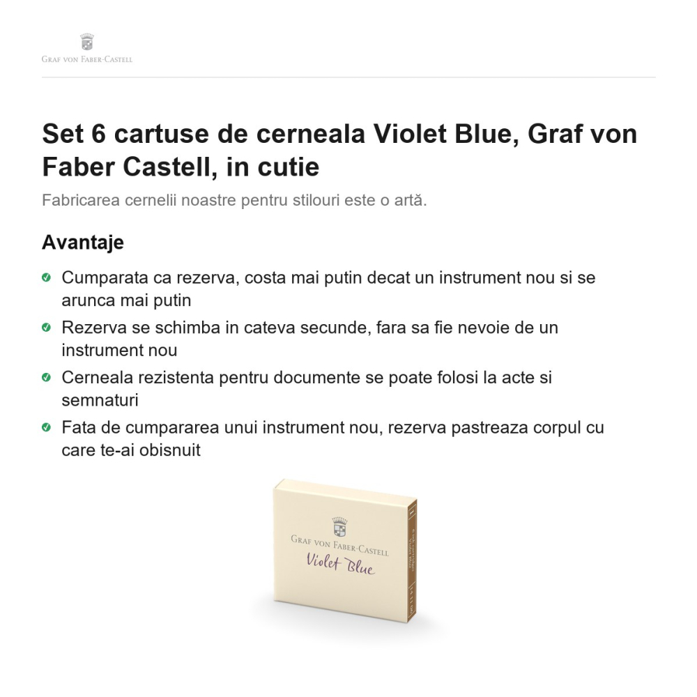 Set 6 cartuse de cerneala Violet Blue, Graf von Faber Castell, in cutie [2]