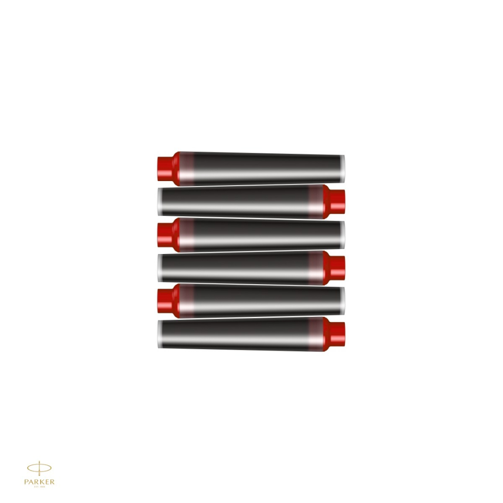 Set 6 cartuse mici Parker pentru stilou, cerneala rosie [4]