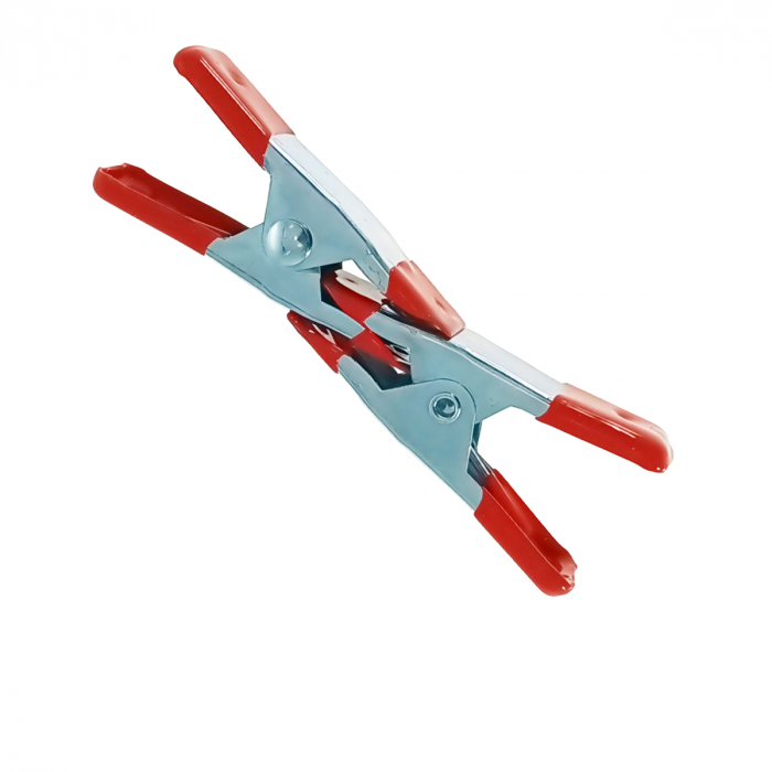 Set 6 cleme cu arc metalice pentru fixare, 41305, 52mm, cu protectie de cauciuc pe maner si suprafata de prindere, argintiu cu rosu [4]