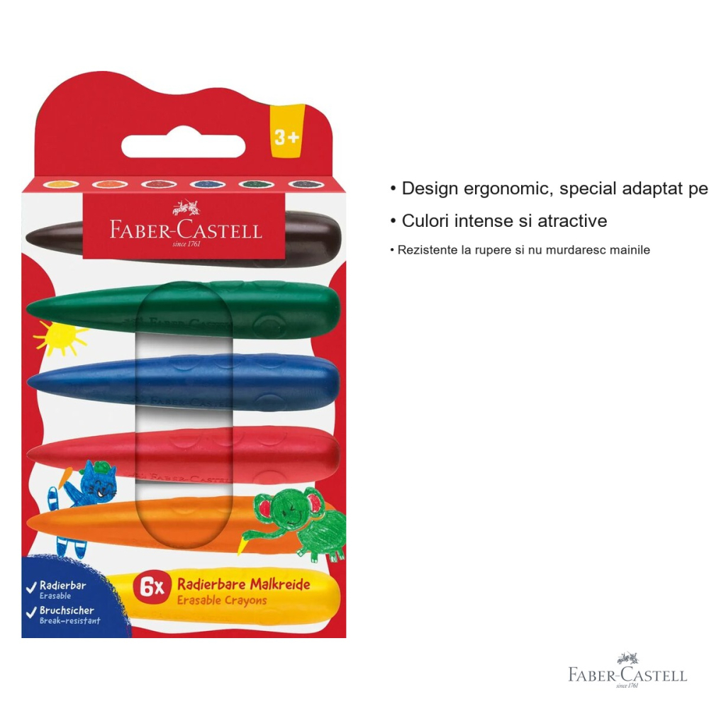 Set 6 creioane cerate model degete Faber-Castell, design ergonomic, pentru copii mici [3]