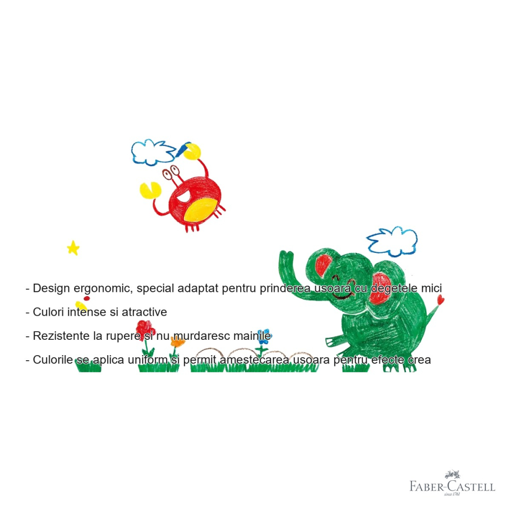 Set 6 creioane cerate model degete Faber-Castell, design ergonomic, pentru copii mici [2]
