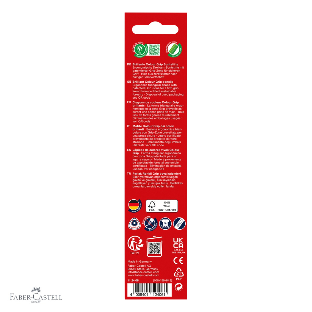 Set 6 creioane colorate Faber-Castell Grip 2001, forma triunghiulara ergonomica, pentru copii [4]