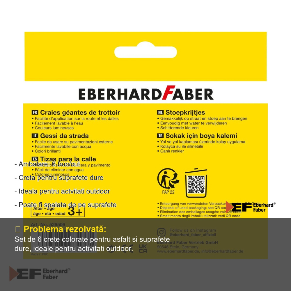 Set 6 crete colorate Eberhard Faber pentru asfalt, lavabile, activitati outdoor [2]
