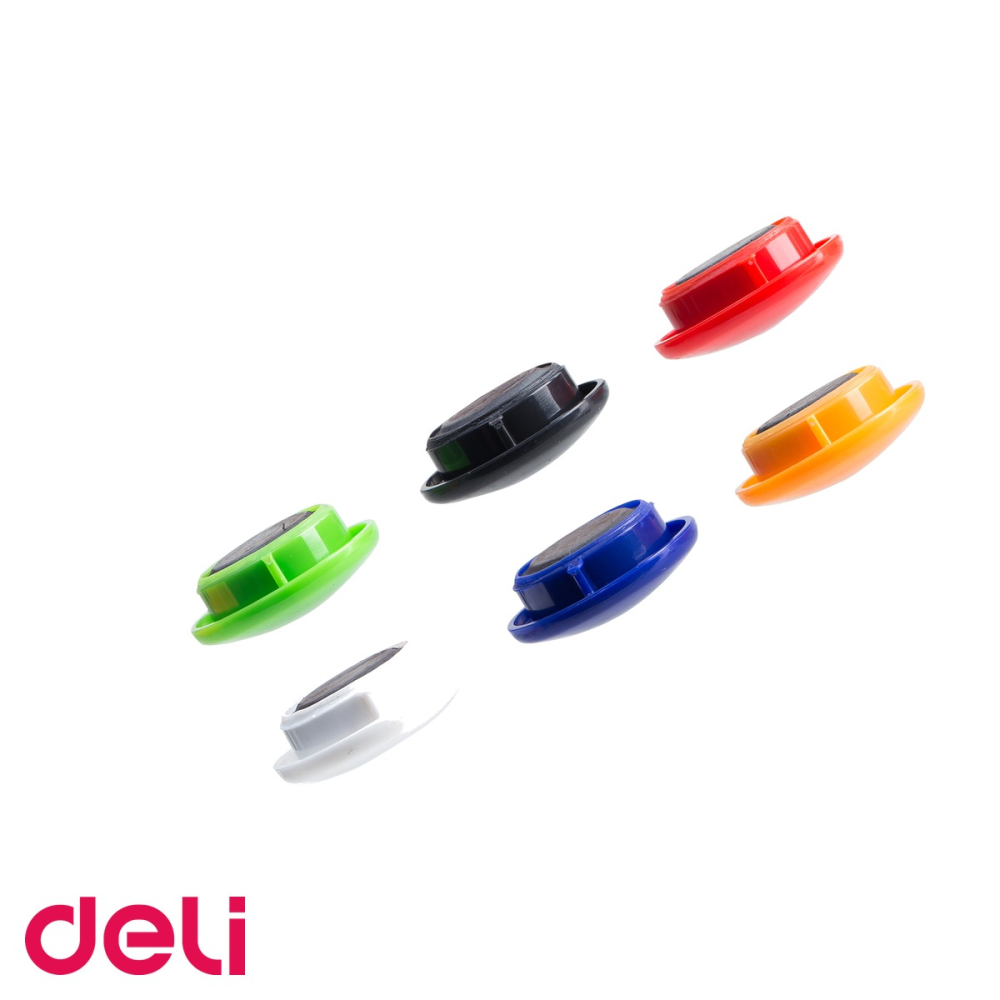 Set 6 magneti colorati pentru whiteboard Deli, diametru 30mm, fixare sigura pe tabla magnetica [5]