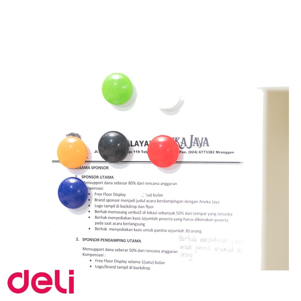 Set 6 magneti colorati pentru whiteboard Deli, diametru 30mm, fixare sigura pe tabla magnetica [4]