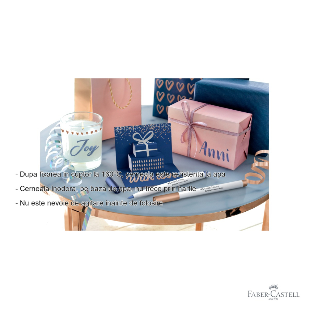 Set 6 markere creative Faber-Castell Goldfaber, culori metalizate, varf pensula, Happy Celebration [2]