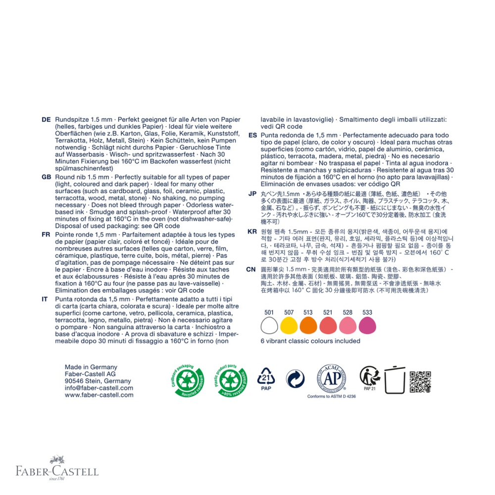 Set 6 markere creative Faber-Castell Goldfaber Sweet Moments, varf rotund 1.5mm, multisuprafata [4]