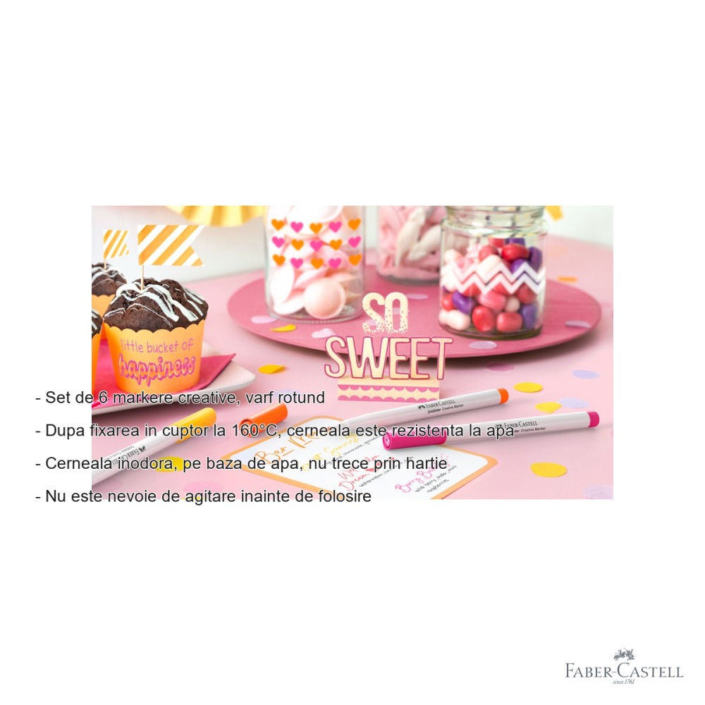 Set 6 markere creative Faber-Castell Goldfaber Sweet Moments, varf rotund 1.5mm, multisuprafata [2]