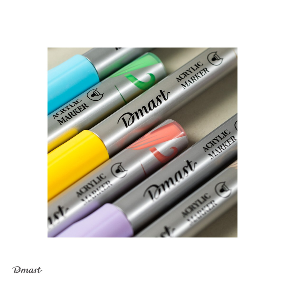 Set 6 markere cu varf rotund de 2 mm, Dmast by Pebeo, acrilice culori metalizate pastel, scris asortate [5]