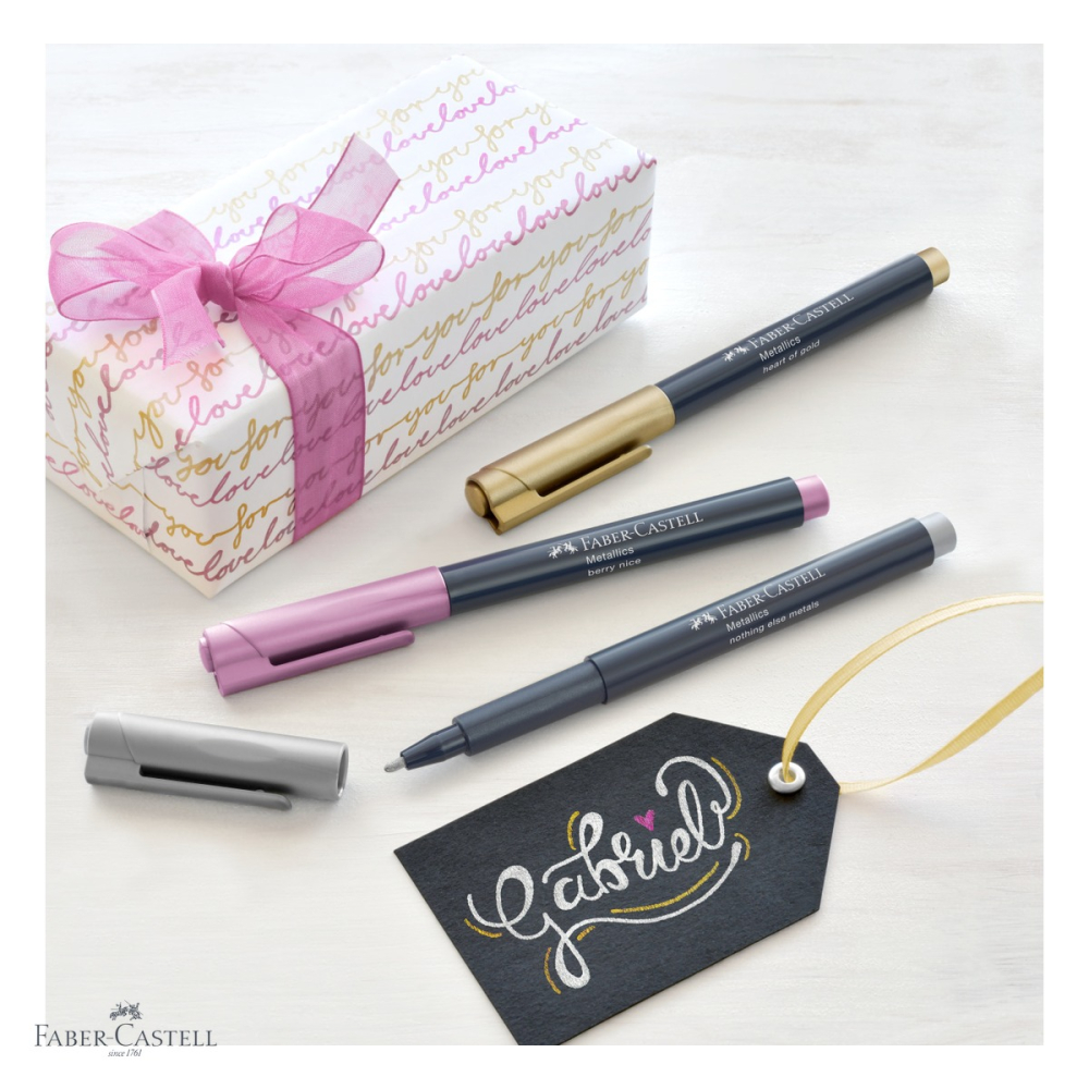 Set 6 markere metalice Faber-Castell, efect metalic nobil, pentru suprafete inchise si lucioase [4]